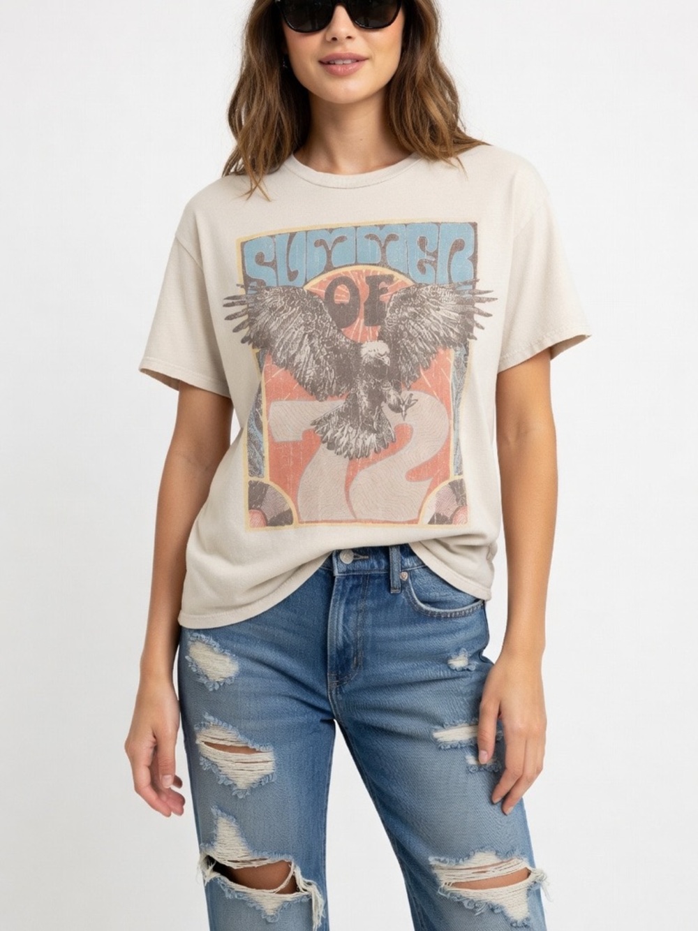 Altar'd State Cream short sleeve top oversized xs
